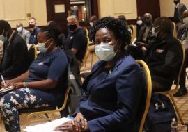 MoHW Permanent Secretary Grace Muzila, amongst the medical team members attending the meet and greet event