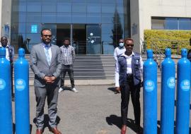 WHO delivers 500 cylinders to EPHI as part of the donation of 3000 cylinders to support COVID-19 case management in Ethiopia