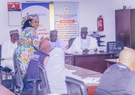 WHO Emergency Manager (Interim), Dr Kumshida Balami and her team met with the Yobe State Honourable Commissioner of Health, Dr Muhammad Lawan Gana ©Kingsley Igwebuike/WHO