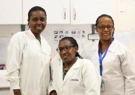 Three laboratory technicians from Kibungo Hospital