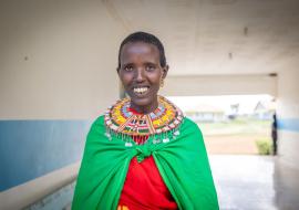 A young woman from Laikipia County visits her local health facility to access sexual and reproductive health services.