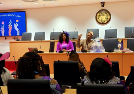 WHO Country representative and WHO staff association President Dr Ozor, addressing staff during the celebration of 2025 IWD in Abuja