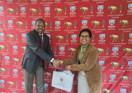 WHO Country Representative, Dr. Fabian Ndenzako with Dean of the Faculty of Health Sciences; Professor Phaladze