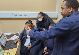 Tamayi Mlanda, Information Systems Specialist from the WHO Regional Office for Africa (AFRO) facilitating the training of end-users in Lesotho