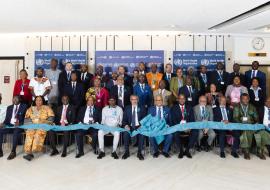 WHO Director-General Dr Tedros Adhanom Ghebreyesus with health ministers from Member States that co-sponsored the resolution establishing 17 November as World Cervical Cancer Elimination Day at the 78th World Health Assembly.