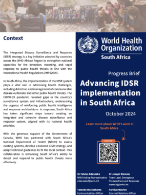 WHO South Africa IDSR Progress Brief