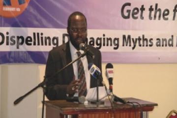 Hon. Prof. Peter Anyang Nyong’o, Minister for Medical Services, addressing the audience at the WCD event