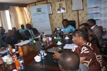 WHO team meet with Hon. Mugo (centre) at her offices