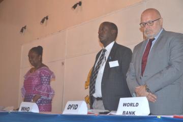  (L-R) Hon Minister Bernice Dahn, Dr A. Gasasira, and HE. D. Belgrove British Ambassador to Liberia