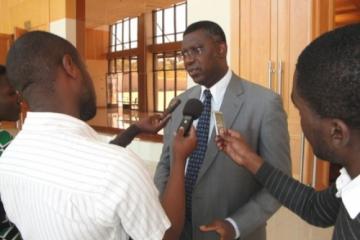 Dr Eugene Nyarko, (WR) speaking to reporters after the meeting