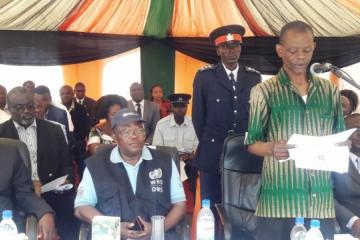 The Acting Minister of Health, Dr. Joseph Katema reading a statement to mark the World Health Day