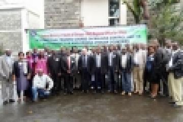 Participants at the launch of Training together with (Center L-R) Dr. Basimike Mulenda, Dr. Khaled Bessaoud and Dr. Amha Kebede, EHNRI