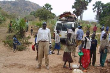 Mr Louise Mokiri Avito during the meningitis outbreak response in 2008 in one of the villages in Torit County