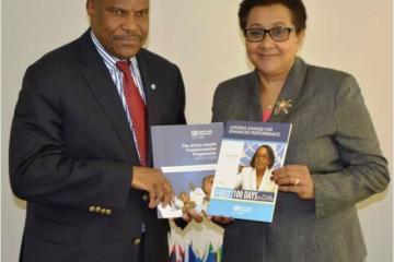 Dr Ovberedjo handing over strategic WHO documents to Dr Tax
