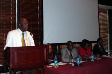 The WHO Representative, Dr. Rufaro Chatora, delivering welcome remarks at the meeting