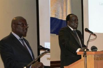 Hon. Minister, Dr Parirenyatwa, and WR Zimbabwe, Dr Okello pre-senting their statements at the launch