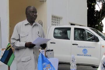 The Minister for Health for Zanzibar, Hon. Juma Duni Hajji, delivering remarks during the ceremony