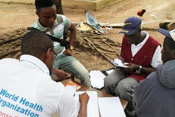 Ebola contact tracers at work in Tonkolili, Sierra Leone
