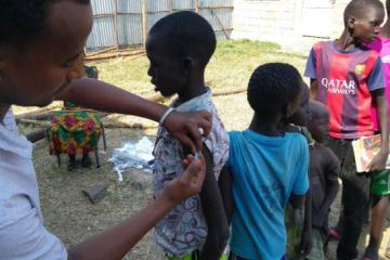 Children during Meningitis C vaccination in Gambella