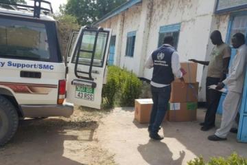 WHO delivering cholera kits to Agorbar PHCC run by Sudan Medical Care, Bor.
