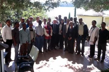 Researcher participants with Dr Khaled Bessaoud (Center), staff from WHO CO, HQ , FMOH/EHNRI