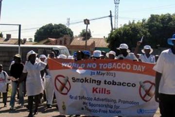 The campaign banner which led the march preceding the commemoration in Mufakose