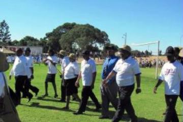 Hon. Min. Dr Madzorera leading the march