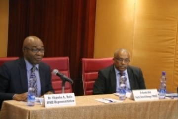 Dr Akpaka Kalu, WHO Representative to Ethiopia and on his left Dr Kereyidin Redi, Deputy General of FMHACA
