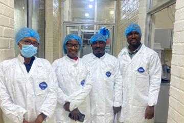 National laboratory technicians with WHO staff during the training