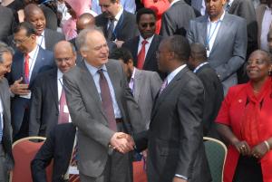 Cabinet Secretary James Macharia meets with the HOA-TAG chairman Dr Jean-Marc Olive’ during the meeting.
