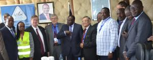 Health Cabinet Secretary Dr Cleopa Mailu (centre) launches the International Certification mission to certify Kenya Guinea Worm free. He is accompanied by WR Kenya Dr Rudi Eggers, 4th left, chairman of the team Dr Joel Breman, 5th left, and part of the rest of the team