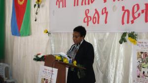 Honorable Minister of Health, Mrs Amina Nurhussein making remarks