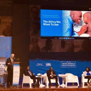Health Minister Jean-Paul Adam adressing African Health Forum on UHC