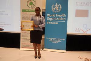 Professor Bontle Mbongwe, after delivering her acceptance speech at the World No Tobacco Award Ceremony