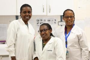 Three laboratory technicians from Kibungo Hospital