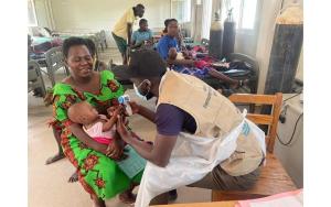 EMTs attending to Measles patients in Moroto