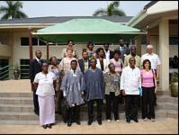 A group photograph of participants and dignitaries including Dr. Amofa ( 3rd left), Dr Jaoquim Saweka and Dr.Therese Agossou (2nd and 3rd from right respectively)