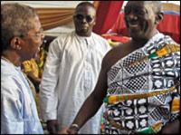 President Kufour(in cloth) shares joy with Dr Saweka
