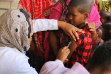 Vacinating a child during Measles and EOS campaign Somali Jigjiga town