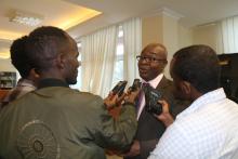 Dr Kalu Akapaka WHO ETH Representative while intervewed by different medias follwing the press conference
