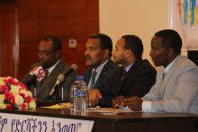 L to R: Prof. Yemane Berhan, H.E. Dr Kebede Worku, Dr Ephrem T. and Mulat Negus