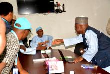 Yobe Commissioner for Health and WHO State Coordinator (right) after the press briefing in Damaturu