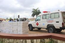 Ambulance and BB lotions donated by WHO to the Ministry of Health