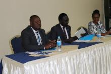 Delegates from Ministry of Health, WHO and Gavi addressing the donors and other stakeholders