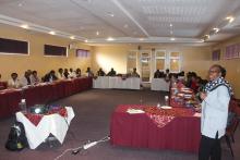 The WHO EPI Surveillance Officer making a presentation during the training