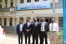 Officials from the ministry of health and WHO country office posing for a group photo