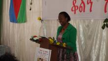 WHO Representative for Eritrea, Dr Josephine Namboze delivering a speech.
