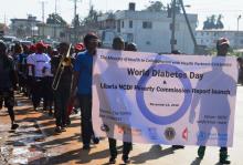 Cross session of participants during the WDD march in Monrovia