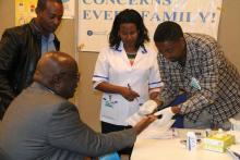 WHO Ethiopia Representative, Dr. Rufaro Chatora on checkup at the health expo in the UNCC exhibition area