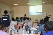 Mr Alex Freeman of WHO making a presentation on strengthening Emergency WASH Response in Health facilities